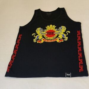 Men's Black Tank Top with Red and Yellow Design